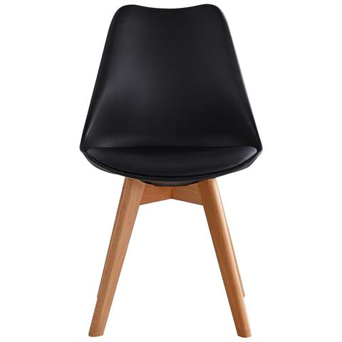 Set 4 Sedie Sala Da Pranzo In Polipropilene Moderne, Seduta Imbottito,gambe In Legno Naturale, Casa,ufficio. (nero) - Foto 2