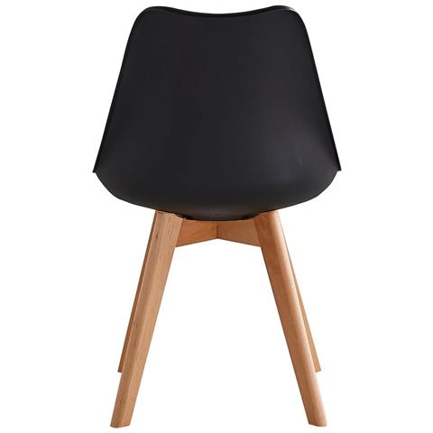 Set 4 Sedie Sala Da Pranzo In Polipropilene Moderne, Seduta Imbottito,gambe In Legno Naturale, Casa,ufficio. (nero) - Foto 5