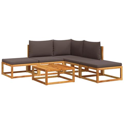 Set Divano Da Giardino 6 Pz Con Cuscini In Massello Di Acacia - Foto 2