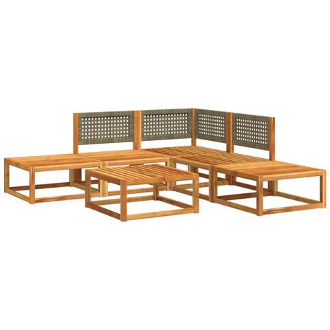 Set Divano Da Giardino 6 Pz Con Cuscini In Massello Di Acacia - Foto 3