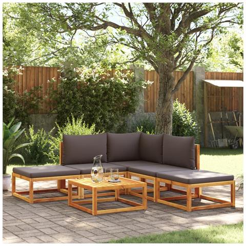 Set Divano Da Giardino 6 Pz Con Cuscini In Massello Di Acacia - Foto 1