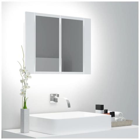 Lusso Casadino - Armadietto A Specchio Con Luci Led Bianco 60x12x45 In Acrilico - Foto 8
