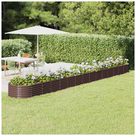 Letto Giardino Acciaio Verniciato A Polvere 620x80x36cm Marrone - Foto 6