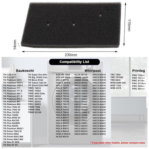 Set Di Filtri In Spugna Di Schiuma Nera Per Asciugatrici Whirlpool (confezione Da 2) - Foto 2