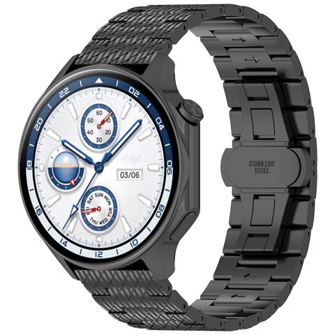 Cinturino Per Orologio In Acciaio Inossidabile Testurizzato Black M - Foto 2