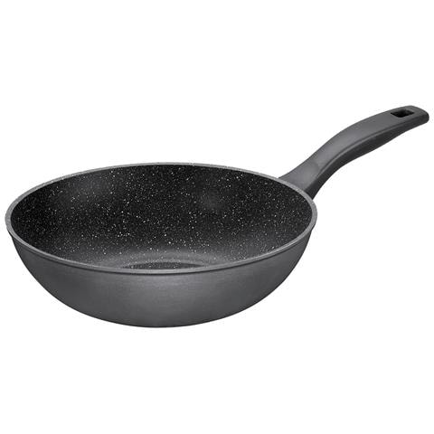 Wok  30 Cm, Anche Per Friggere Senza Olio E Senza Grassi, Padella Wok Antiaderente Rivestita Con Particelle Di Vera Pietra, Wok A Induzione E Adatto Al Forno - Foto 1
