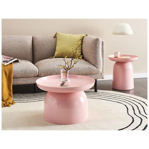 Tavolino Da Caffè Torrens Metallo Rosa Pastello - Foto 1