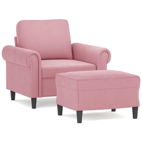 Poltrona con Poggiapiedi Rosa 60 cm Velluto - Foto 1