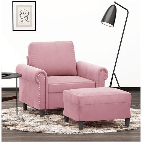 Poltrona con Poggiapiedi Rosa 60 cm Velluto - Foto 2