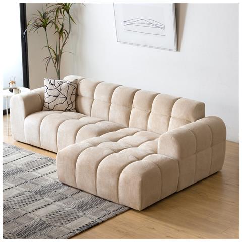 Salford Divano Angolare Cloud 3 Posti In Velluto Beige - Foto 6