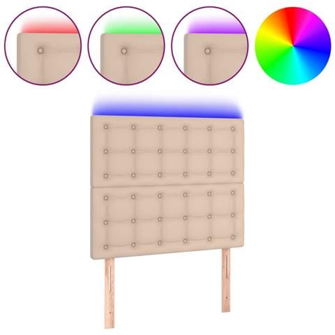 Testiera a LED Cappuccino 90x5x118/128 cm in Similpelle - Foto 1