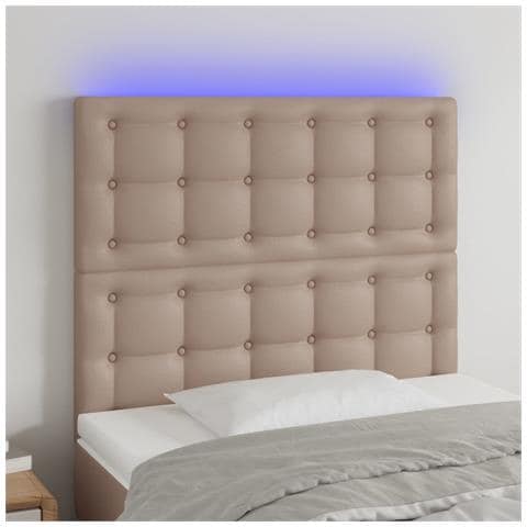 Testiera a LED Cappuccino 90x5x118/128 cm in Similpelle - Foto 2