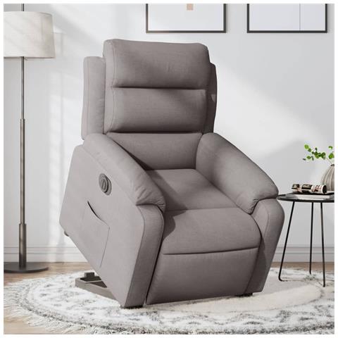 Poltrona Alzapersona Reclinabile Elettrica Tortora in Tessuto - Foto 2