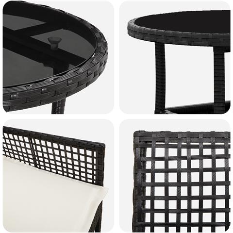 Set Pranzo Giardino 5 Pezzi Nero Polirattan - Foto 9