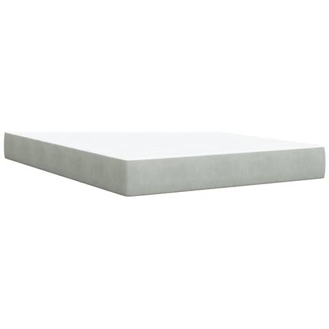Giroletto a Molle con Materasso Grigio Chiaro 140x200cm Velluto - Foto 9