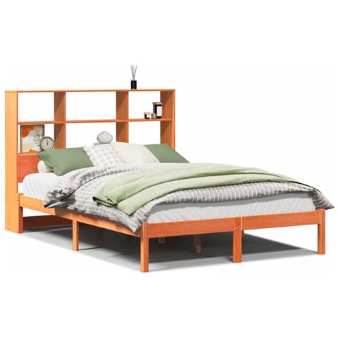 Letto Libreria senza Materasso Marrone Cera 120x190 cm in Pino - Foto 1