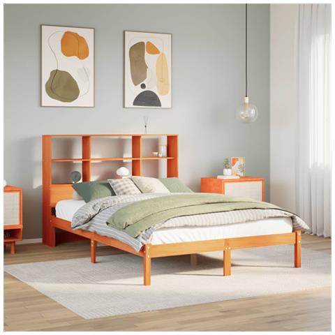 Letto Libreria senza Materasso Marrone Cera 120x190 cm in Pino - Foto 2
