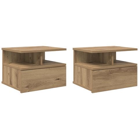 Comodini Sospesi 2 pz Rovere Artigianale 40x31x27 cm Legno Ingegnerizzato - Foto 1
