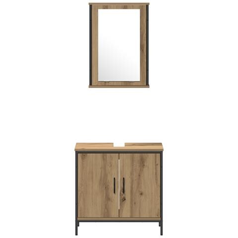 Set di mobili da bagno a 4 pezzi in legno ingegnerizzato rovere artisan - Foto 9