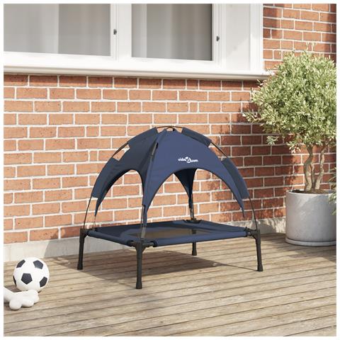 Letto Elevato per Cani con Tetto Rimovibile Blu Navy Acciaio - Foto 2