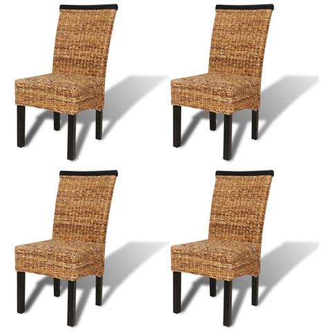 Lusso Casadino -  Sedie Da Pranzo 4 Pz In Legno Massello Di Mango E Abaca - Foto 1