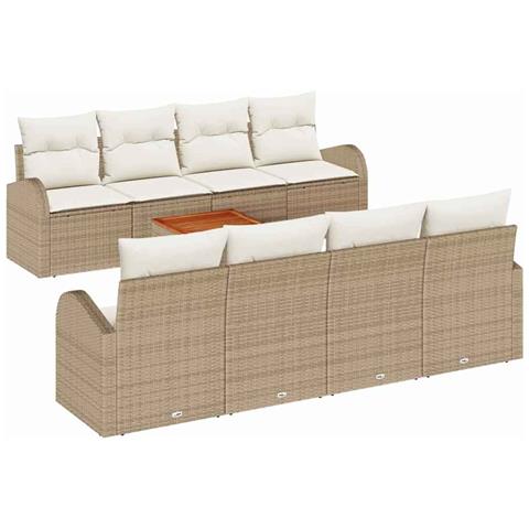 Set Divano da Giardino 9 pcs Beige e bianco - Foto 1