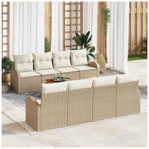 Set Divano da Giardino 9 pcs Beige e bianco - Foto 2