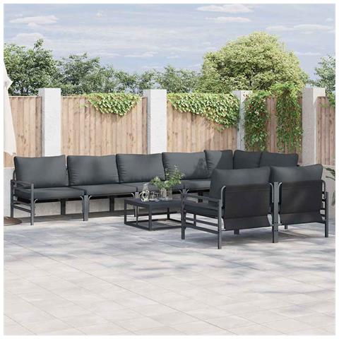 Set Divano da Giardino 8 pcs Antracite Acciaio - Foto 2