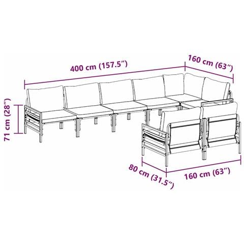 Set Divano da Giardino 8 pcs Antracite Acciaio - Foto 9