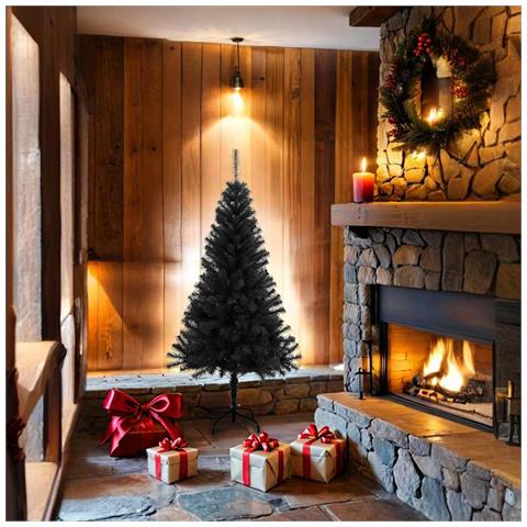 Albero Di Natale Artificiale Sottile Con Base Nero 150 Cm Pvc - Foto 1