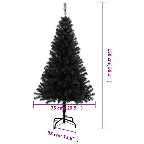 Albero Di Natale Artificiale Sottile Con Base Nero 150 Cm Pvc - Foto 7