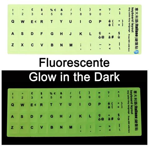 Adesivi Tastiera Fluorescenti Layout Qwerty Italiano Lettere Notebook Pc - Foto 2