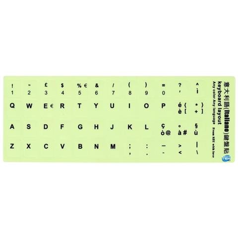 Adesivi Tastiera Fluorescenti Layout Qwerty Italiano Lettere Notebook Pc - Foto 1