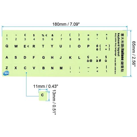 Adesivi Tastiera Fluorescenti Layout Qwerty Italiano Lettere Notebook Pc - Foto 4