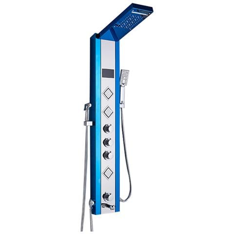 Pannello doccia Blackswan, modello M9006 blu con LED, display digitale, bocca di erogazione, doccetta bidet e funzioni SPA, misura 125 cm - Foto 1