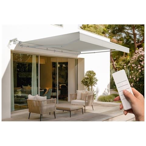 Tenda Da Sole Motorizzata Semi-cassonata Fazzio 4m X 3m Bianca Con Telo Beige - Foto 1