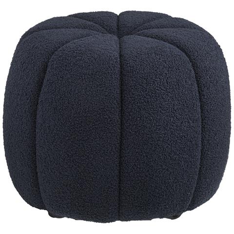 Paisley - Pouf Rotondo In Teddy Blu Navy Ø48x38 Cm - Foto 1