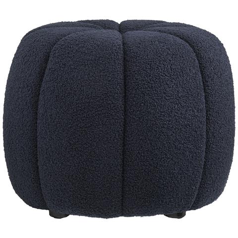 Paisley - Pouf Rotondo In Teddy Blu Navy Ø48x38 Cm - Foto 2