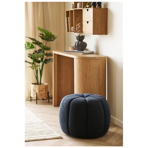 Paisley - Pouf Rotondo In Teddy Blu Navy Ø48x38 Cm - Foto 4