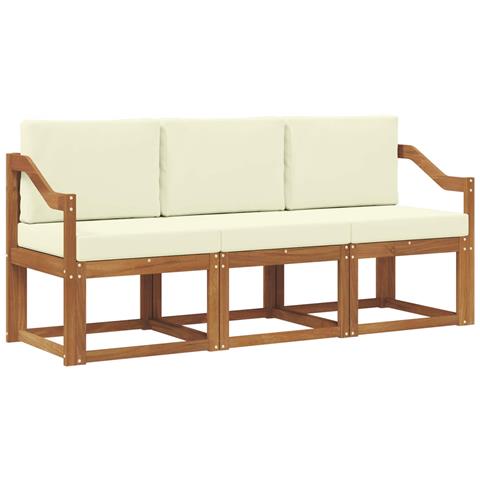 Set di divani da esterno con cuscino 3 pcs Naturale e Crema - Foto 1
