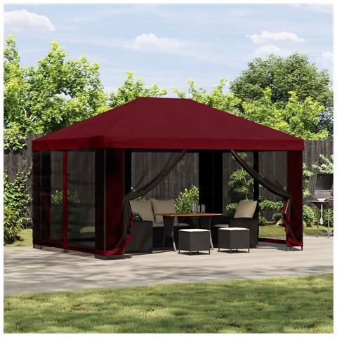 Gazebo da giardino con pareti laterali 4 × 3 m Borgogna - Foto 2