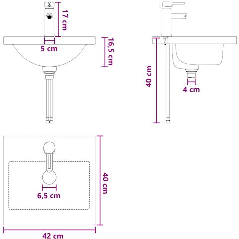 Mobile da bagno con lavabo Rovere Nero 42 x 40 x 84,5 cm - Foto 8