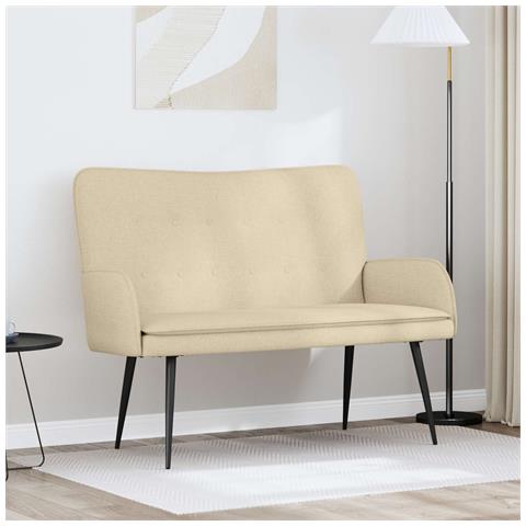 Divano a 2 Posti Crema 115 x 61 x 87 cm Tessuto - Foto 2