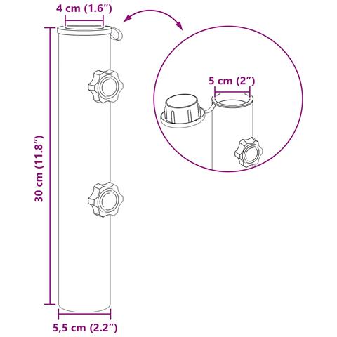 Tubo base per parasole 0.63 kg Acciaio inossidabile naturale - Foto 6