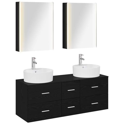 Set di mobili per il bagno 5 pcs Rovere Nero - Foto 1