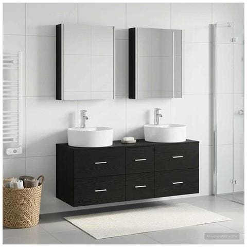 Set di mobili per il bagno 5 pcs Rovere Nero - Foto 2