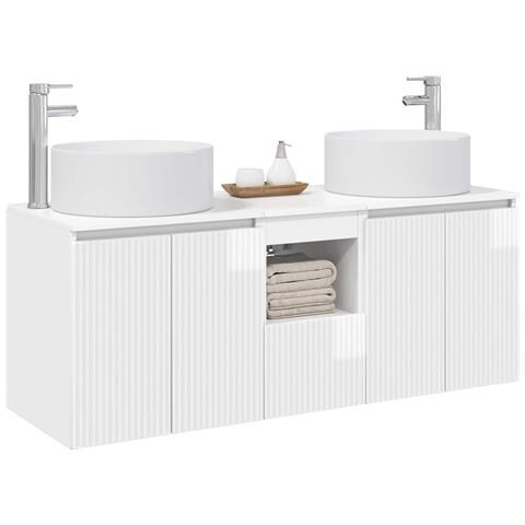Set di Armadi da Bagno 3 pz Bianco Lucido 49,5 x 44,5 x 65,5 cm - Foto 2