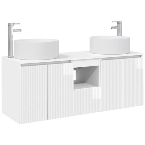 Set di Armadi da Bagno 3 pz Bianco Lucido 49,5 x 44,5 x 65,5 cm - Foto 1