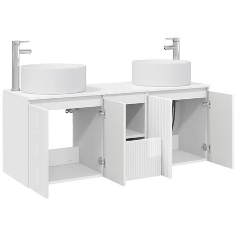 Set di Armadi da Bagno 3 pz Bianco Lucido 49,5 x 44,5 x 65,5 cm - Foto 10