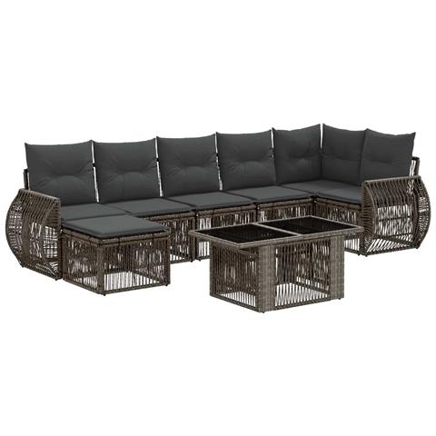 Set Divano da Giardino 8 pz Grigio e Grigio Scuro polyrattan - Foto 1